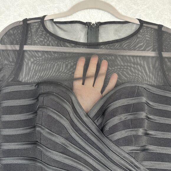 Vtg Y2K Bustier Top Womens 6 Black Sheer Mesh Party Grunge Whimsigoth Sexy Edgy - Picture 3 of 15